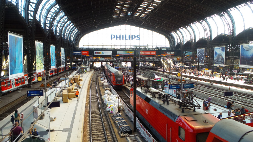Inside of the Hamburg Central Station.
