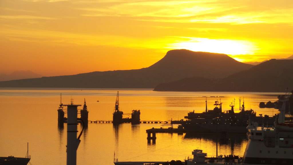 Sunrise in Souda Bay.