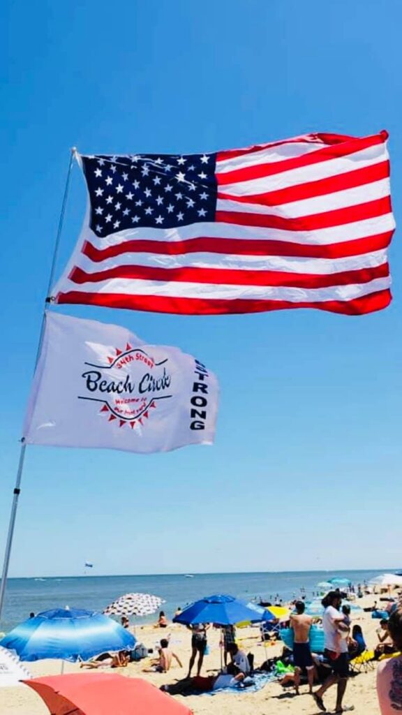 America Flag over Virginia Beach