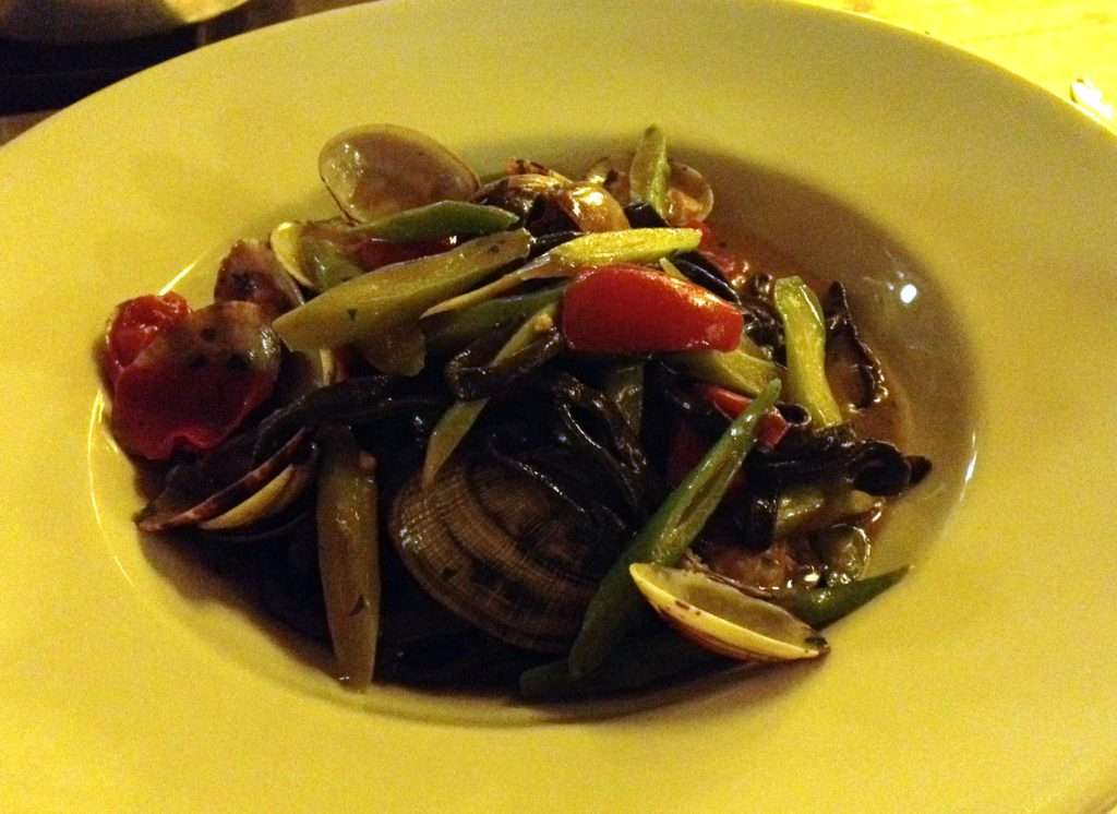 Squid ink tagliolini with clams
